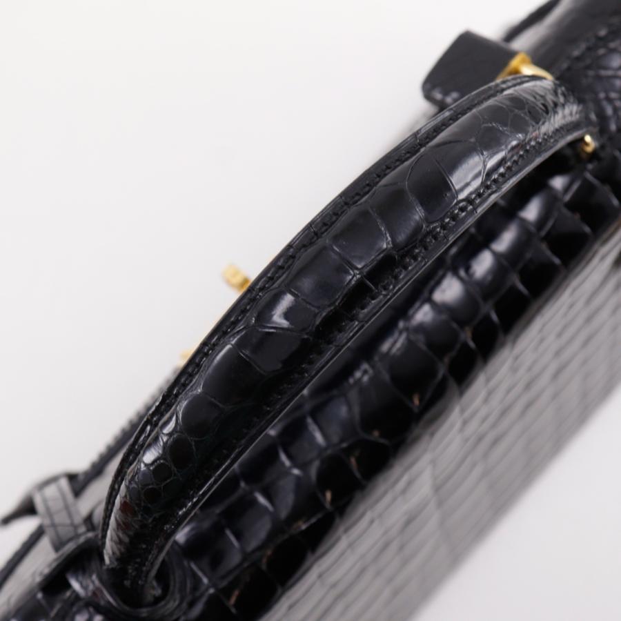 KWANPEN クワンペン 2WAYショルダー ハンドバッグ クロコダイル 黒