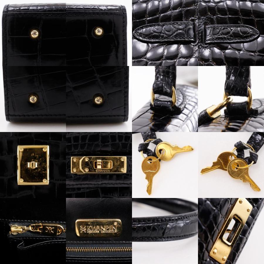 【美品】クワンペン クロコダイル ハンドバッグ 2way 肩掛け GENUINE KWANPEN クワンペン 2WAYショルダー ハンドバッグ クロコダイル 黒