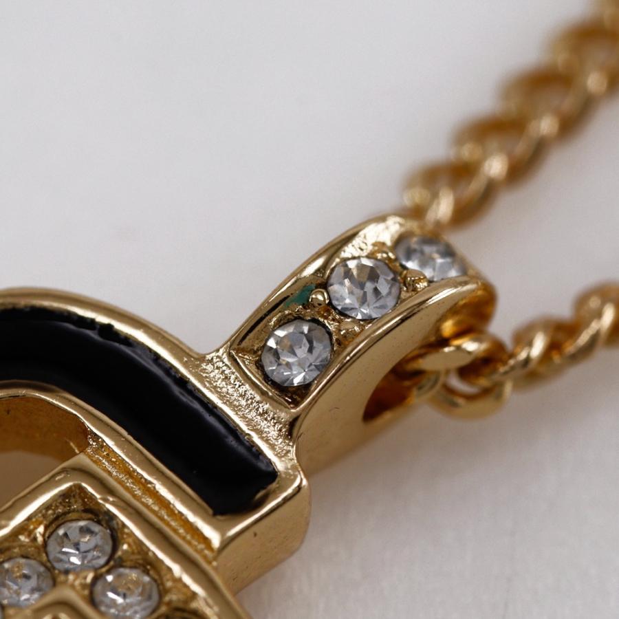 美品 Dior クリスチャンディオール CD ロゴ ストーン ゴールドネックレス Dior クリスチャンディオール CDロゴ ネックレス 金メッキ×ライン