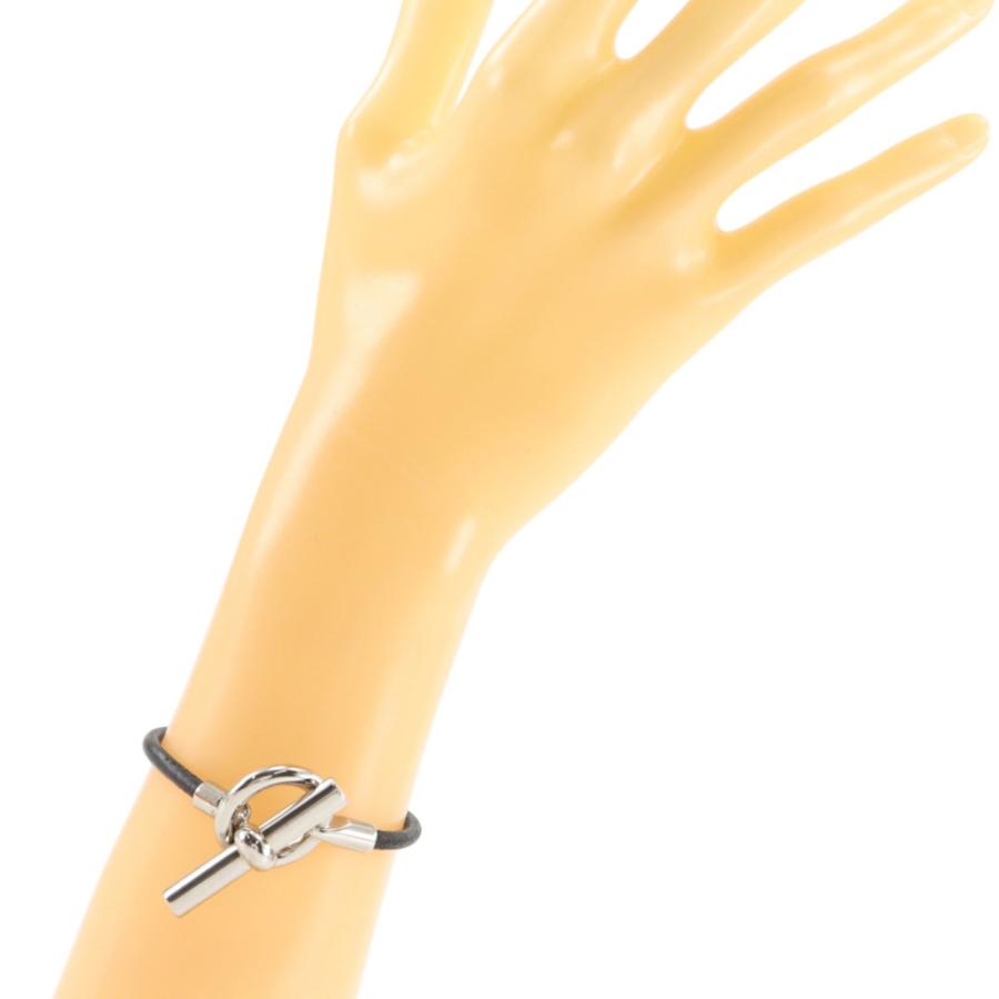HERMES（エルメス） グレナン ブレスレット レザー×金属製 黒/シルバー
