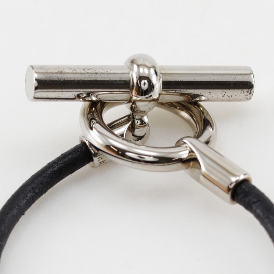 HERMES（エルメス） グレナン ブレスレット レザー×金属製 黒/シルバー
