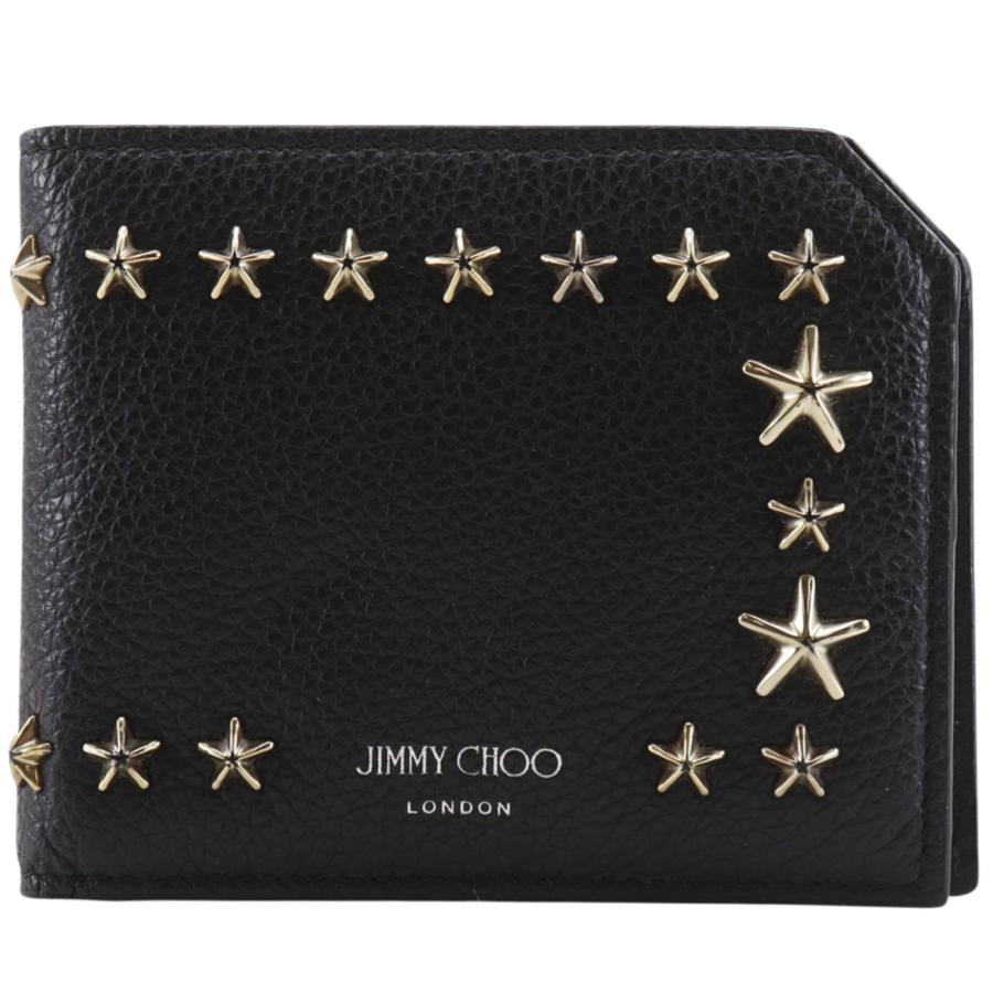 JIMMY CHOO ジミーチュウ スタースタッズ 二つ折り財布 レザー 黒