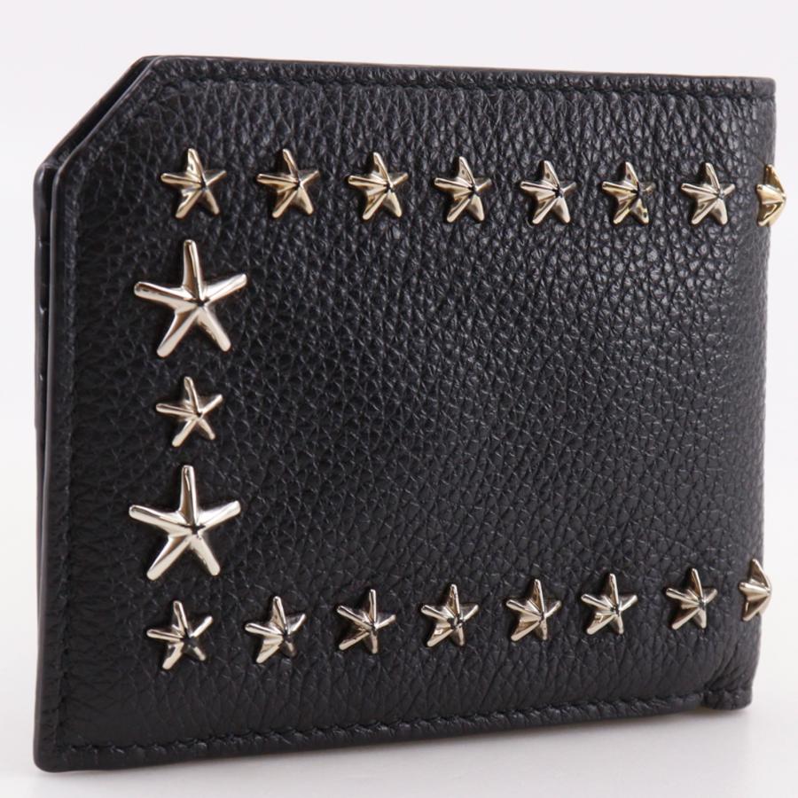 JIMMY CHOO ジミーチュウ スタースタッズ 二つ折り財布 レザー 黒