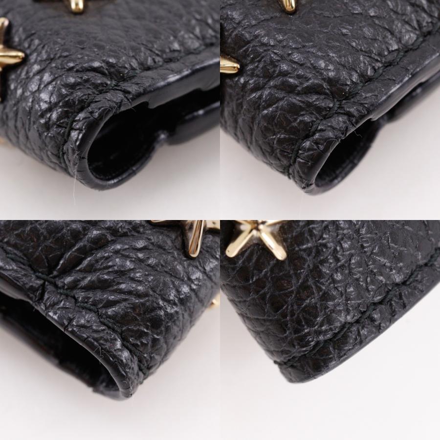 waka激レア　ジミーチュウ　スタースタッズ　折り財布　レザー　ブラック JIMMY CHOO ジミーチュウ スタースタッズ 二つ折り財布 レザー 黒