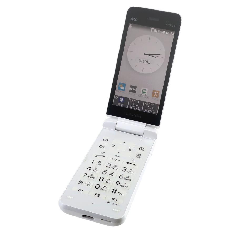 KYOCERA 京セラ au GRATINA ガラケー 4G LTE KYF42 携帯電話 ホワイト 