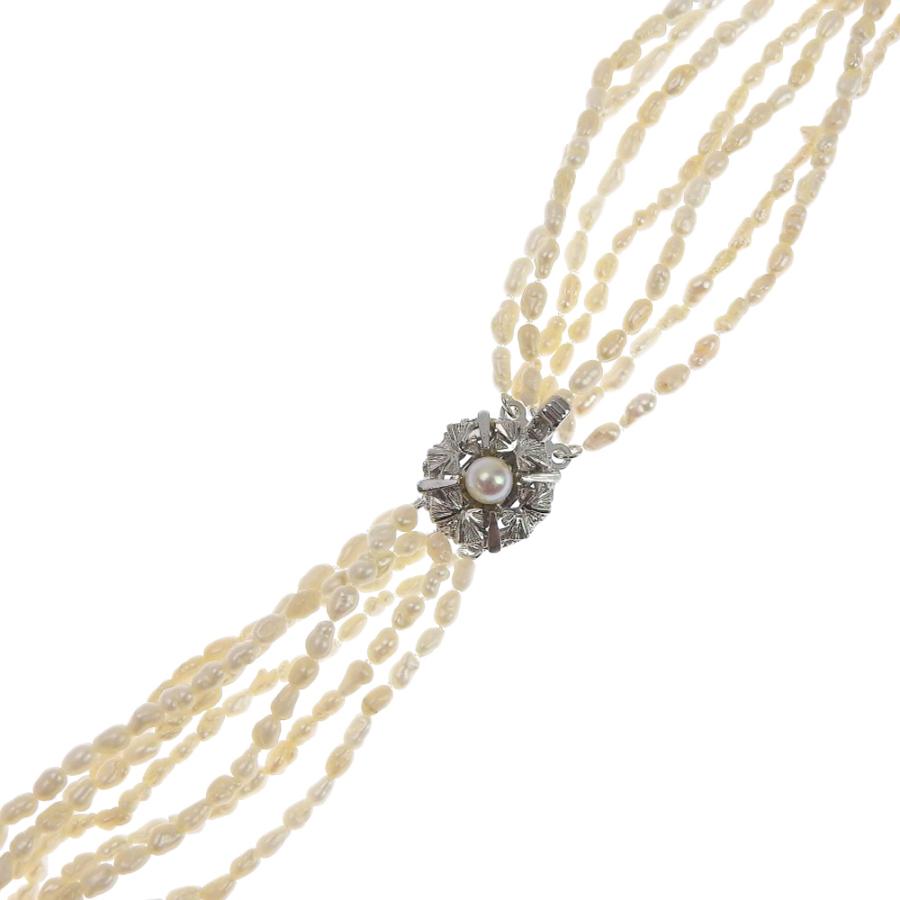 バロックベビーパール 7連 ネックレス2.0〜3.0mm 真珠×シルバー  