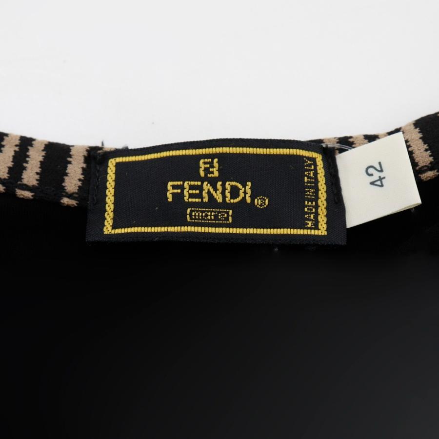FENDI（フェンディ） ロゴ パイピンク 半袖Tシャツ レーヨン 黒