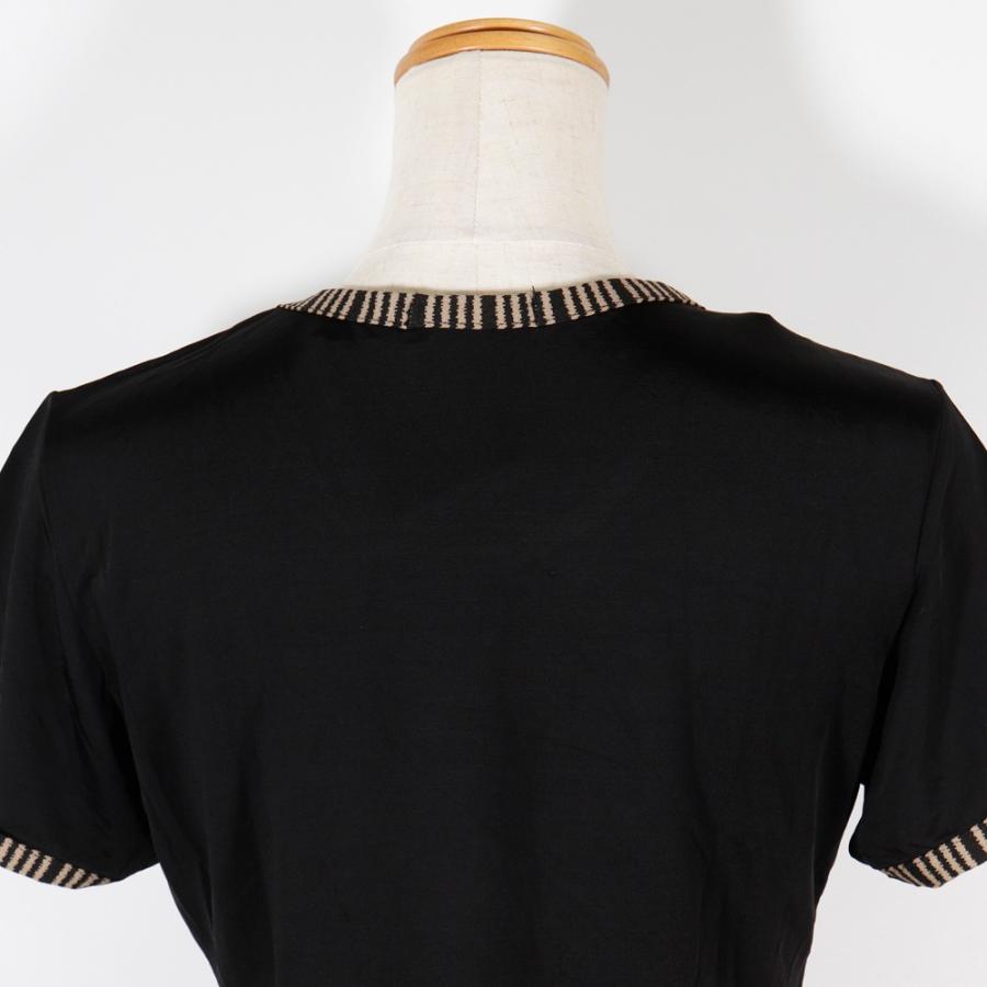 FENDI（フェンディ） ロゴ パイピンク 半袖Tシャツ レーヨン 黒