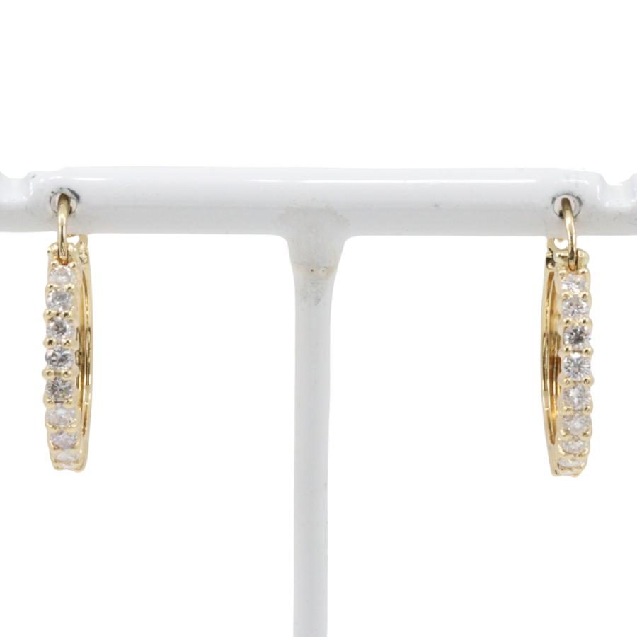 ハーフエタニティ ループ 10Pダイヤ ピアス K18YG×ダイヤモンド 約5.2g  