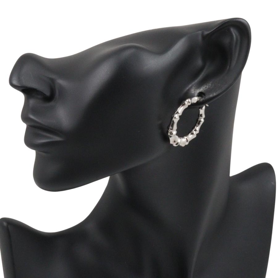 UNOAERRE（ウノアエレ） バンブーモチーフ ループ ピアス K18WG 約5.0g