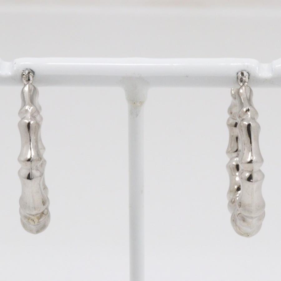 UNOAERRE（ウノアエレ） バンブーモチーフ ループ ピアス K18WG 約5.0g