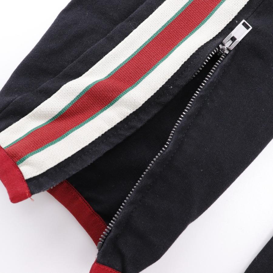 【GUCCI】グッチ サイドライン ギャバジン ストレッチパンツ 18SS 495695 コットン×ポリウレタン 黒 メンズ パンツ GUCCI（グッチ） サイドライン ギャバジン ストレッチパンツ 18SS