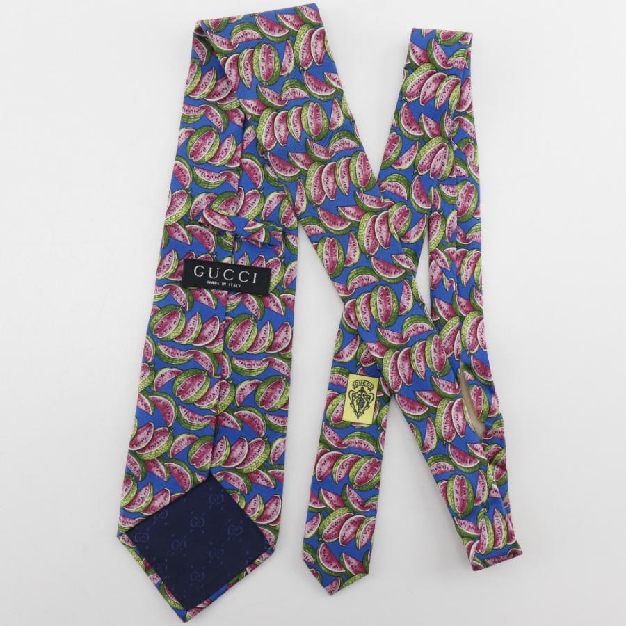 GUCCI（グッチ） スイカ ネクタイ シルク 青 メンズ【R111425008】中古