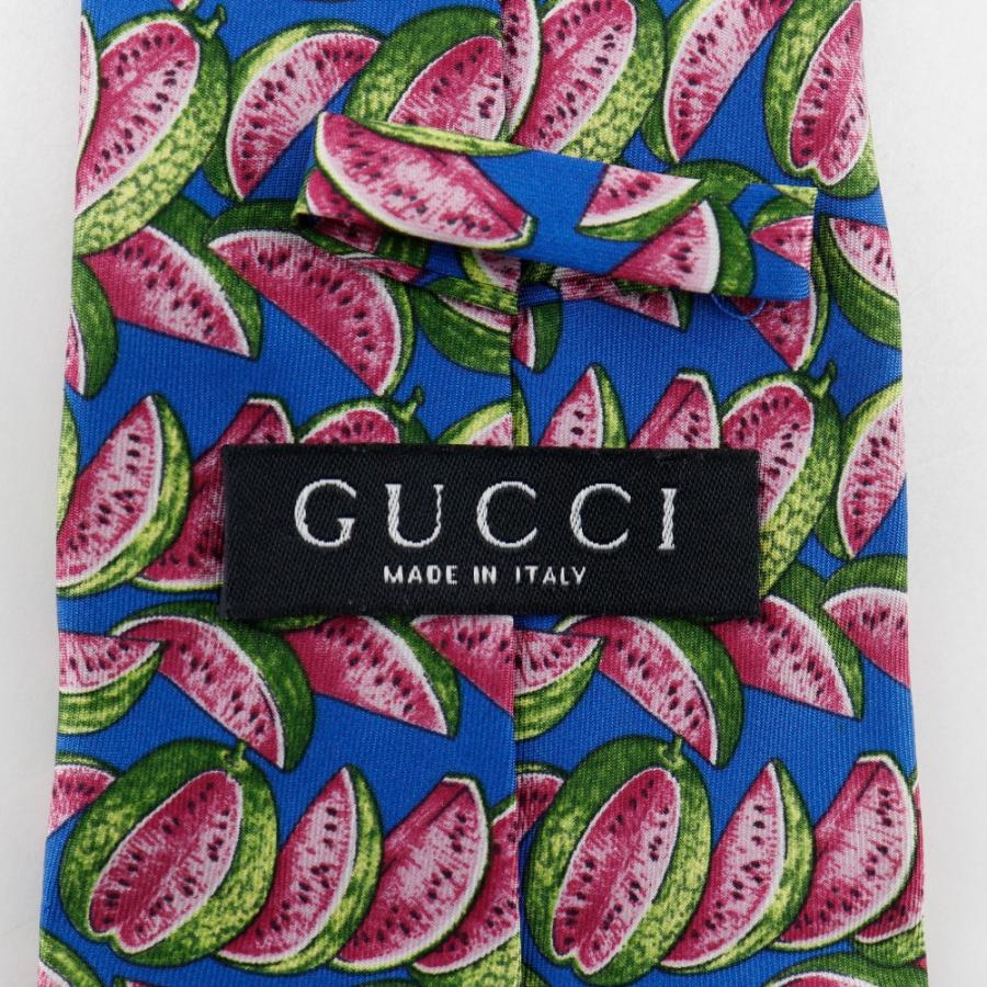 GUCCI（グッチ） スイカ ネクタイ シルク 青 メンズ【R111425008】中古