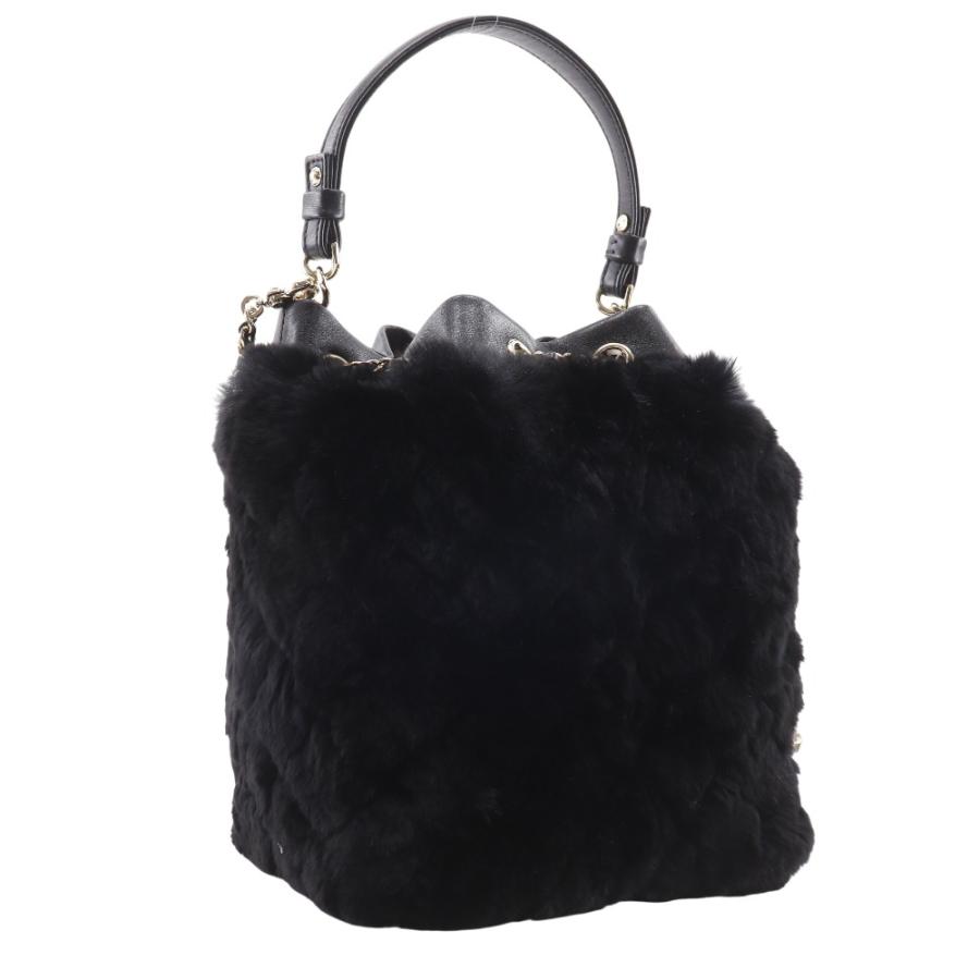 【CHANEL】シャネル チェーンショルダー マトラッセ 巾着 2WAY ラビットファー×ラムスキン 黒 レディース ショルダーバッグ CHANEL（シャネル） チェーンショルダー マトラッセ 巾着 2WAY