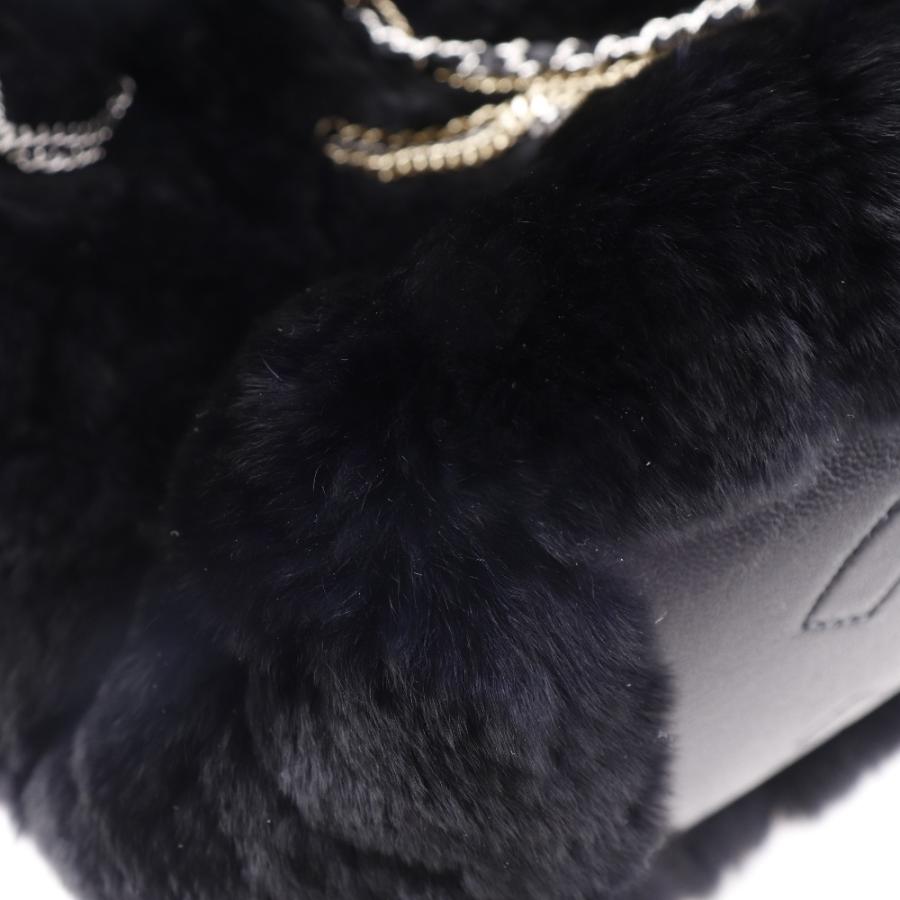 【CHANEL】シャネル チェーンショルダー マトラッセ 巾着 2WAY ラビットファー×ラムスキン 黒 レディース ショルダーバッグ CHANEL（シャネル） チェーンショルダー マトラッセ 巾着 2WAY