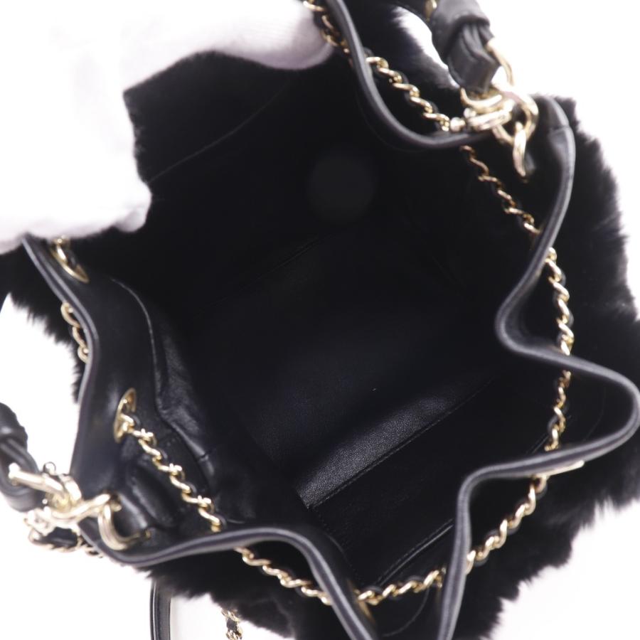 【CHANEL】シャネル チェーンショルダー マトラッセ 巾着 2WAY ラビットファー×ラムスキン 黒 レディース ショルダーバッグ CHANEL（シャネル） チェーンショルダー マトラッセ 巾着 2WAY