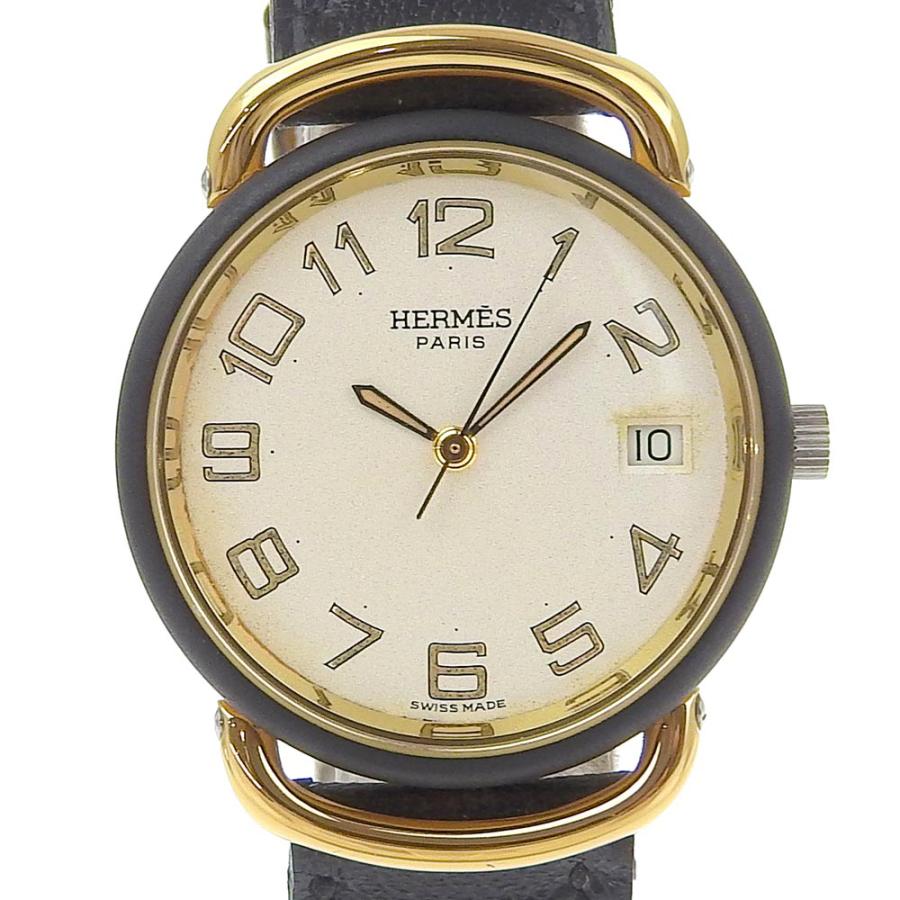 HERMES エルメス プルマン Z刻印 腕時計 SS×金メッキ×レザー HERMES エルメス プルマン Z刻印 腕時計 SS×金メッキ×レザー