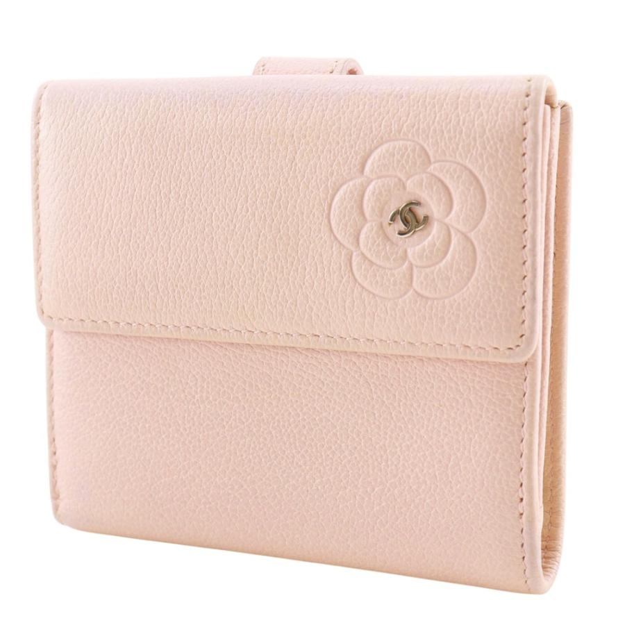 CHANEL（シャネル） カメリア 二つ折り財布 レザー ピンク レディース