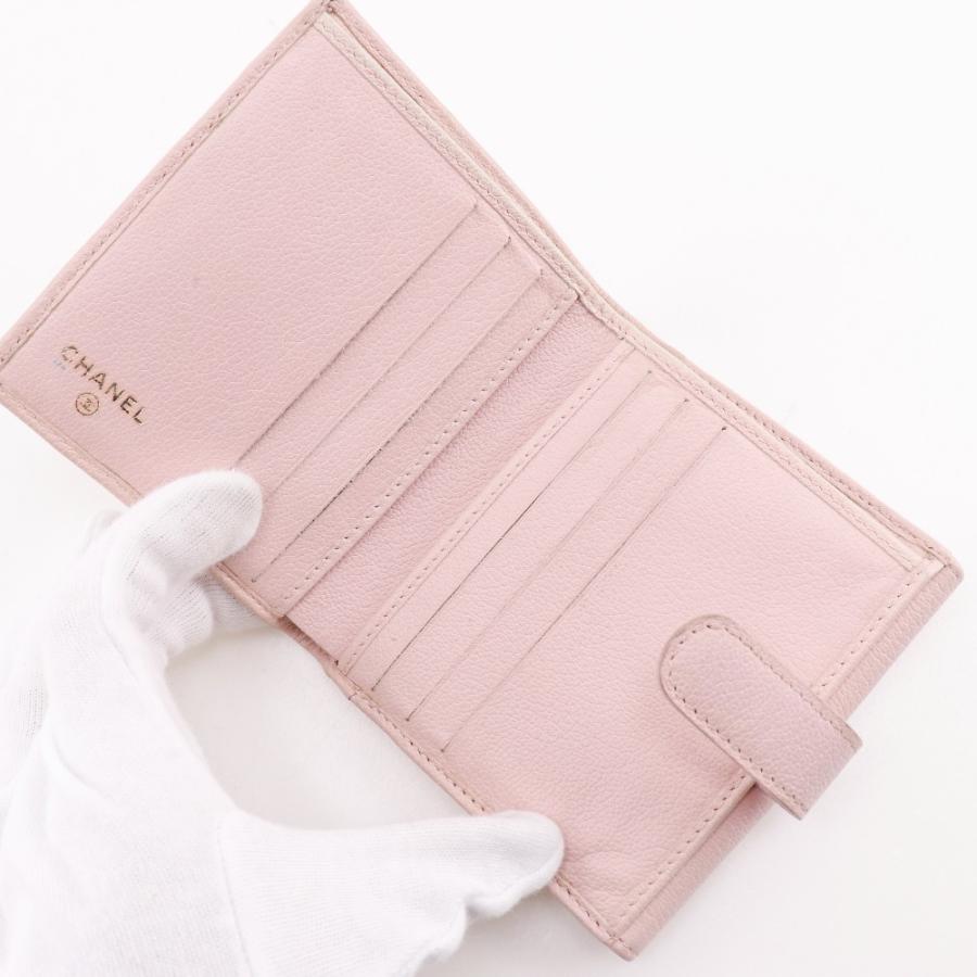 CHANEL（シャネル） カメリア 二つ折り財布 レザー ピンク レディース