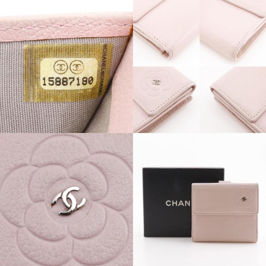 CHANEL（シャネル） カメリア 二つ折り財布 レザー ピンク レディース