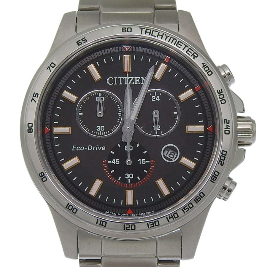 【CITIZEN】シチズン エコドライブ H504-S113644 AT2420-83E ステンレススチール シルバー エコドライブ クロノグラフ メンズ 黒文字盤 腕時計 CITIZEN（シチズン） エコドライブ H504-S113644 AT2420-83E 腕時計 SS