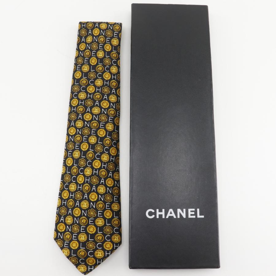 CHANEL（シャネル） ロゴ ココマーク ネクタイ シルク 黒 メンズ