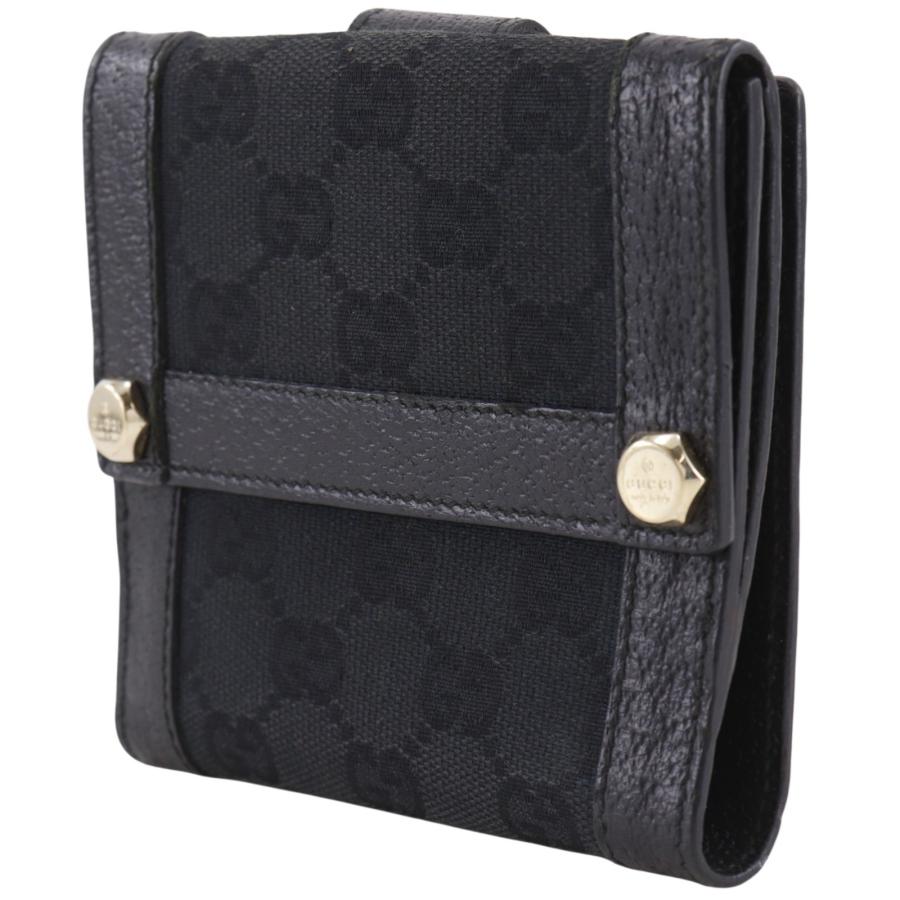本日限定価格　美品　GUCCI グッチ　二つ折り　キャンバス　希少　茶　人気　箱 GUCCI（グッチ） 154117 二つ折り財布 GGキャンバス 黒 ユニセックス