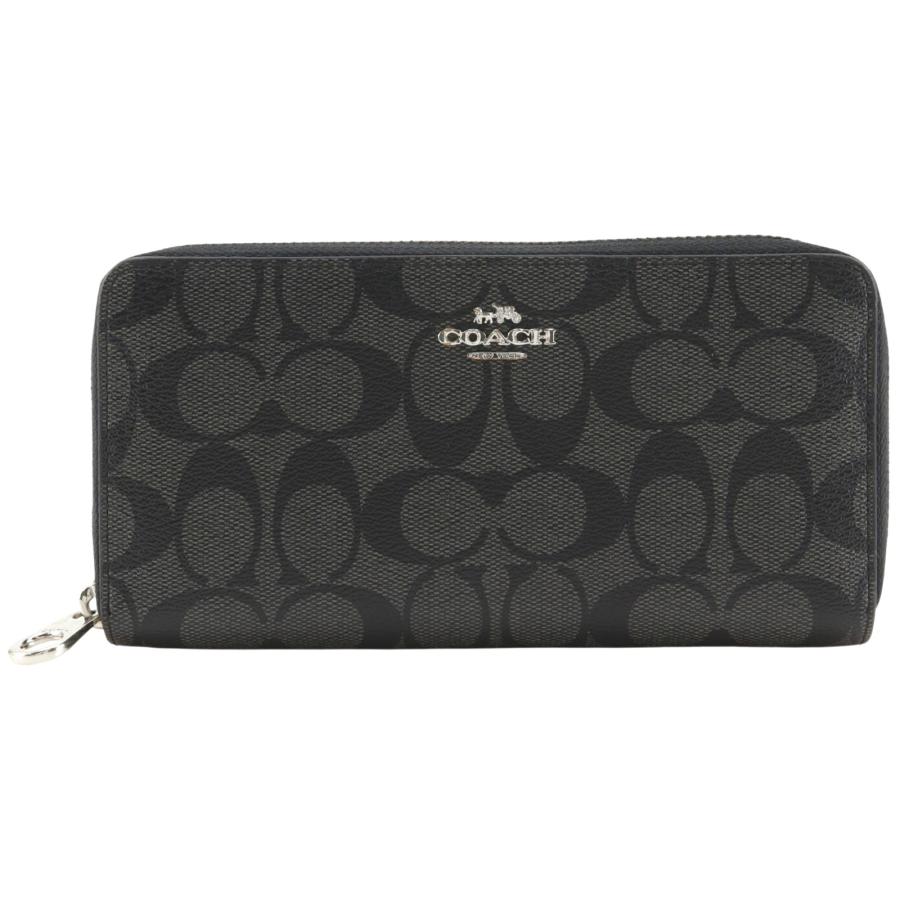 COACH（コーチ） ラウンドファスナー シグネチャー 長財布 PVC 黒 ユニ