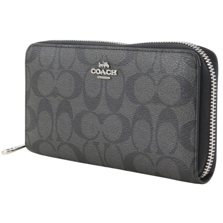 美品✨ COACH 長財布 シグネチャー ラウンドファスナー ブラック コーチ COACH（コーチ） ラウンドファスナー シグネチャー 長財布 PVC 黒 ユニ