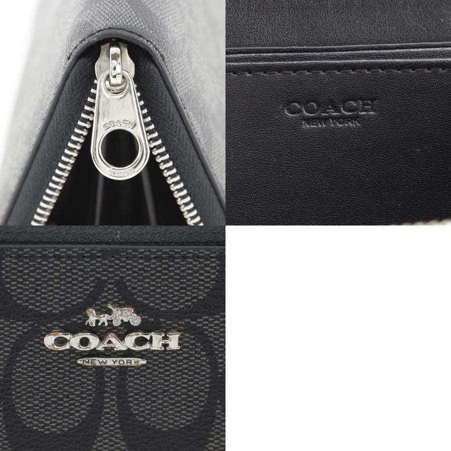 COACH（コーチ） ラウンドファスナー シグネチャー 長財布 PVC 黒 ユニ