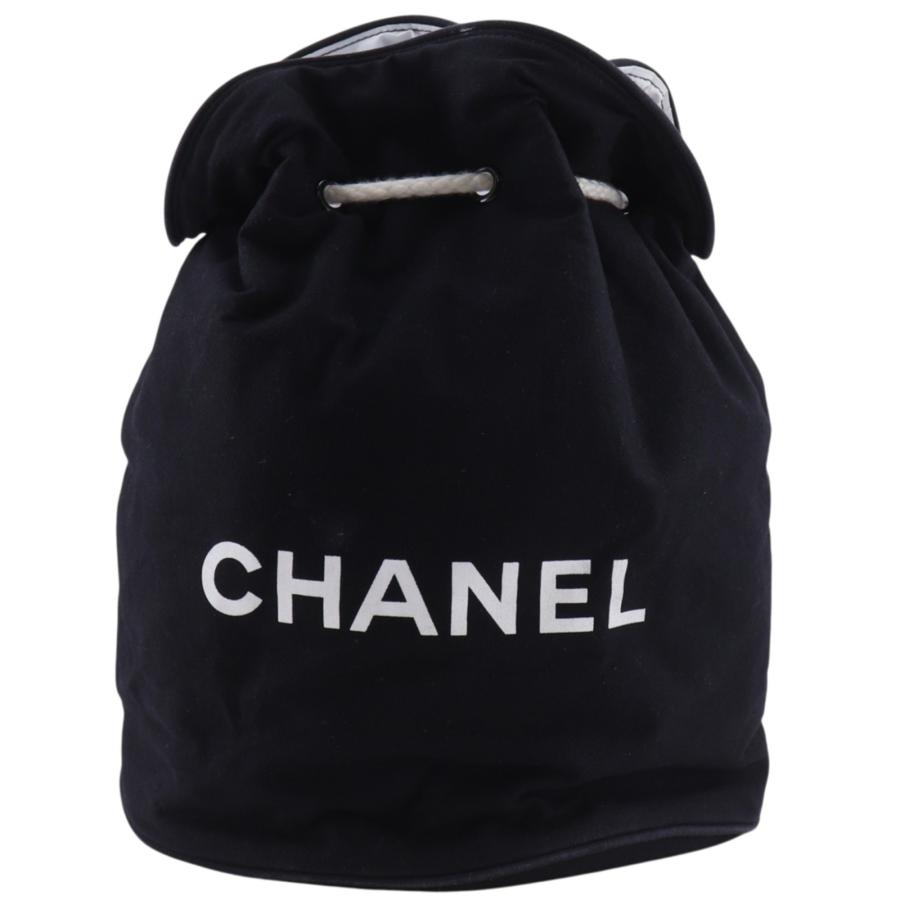 CHANEL（シャネル） プールバッグ ロゴ ショルダーバッグ コットン 黒 