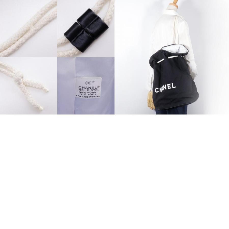 CHANEL（シャネル） プールバッグ ロゴ ショルダーバッグ コットン 黒