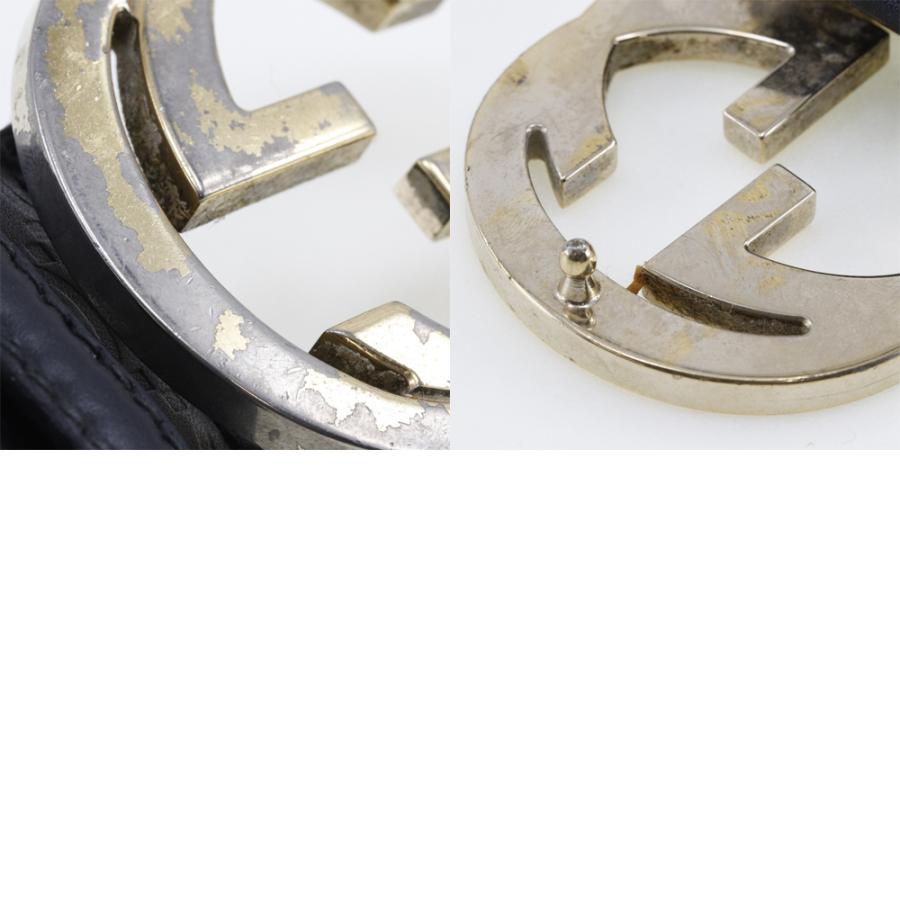 GUCCI（グッチ） インターロッキング GG 114876 ベルト シマレザー 黒