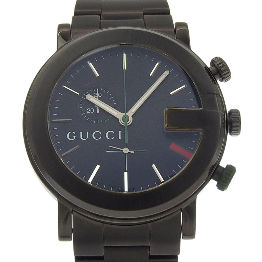 グッチ Gクロノ 腕時計 101M YA101331 黒 クオーツ アナログ GUCCI（グッチ） Gクロノ 101M 腕時計 SS ブラック クオーツ クロノ