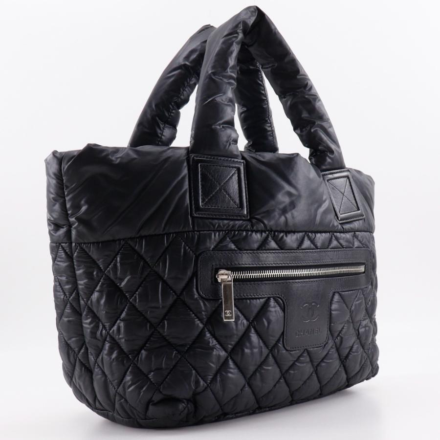 CHANEL シャネル コココクーン スモールトート リバーシブル A48610 ハンドバッグ ナイロン 黒 レディース【S142425983】中古の画像