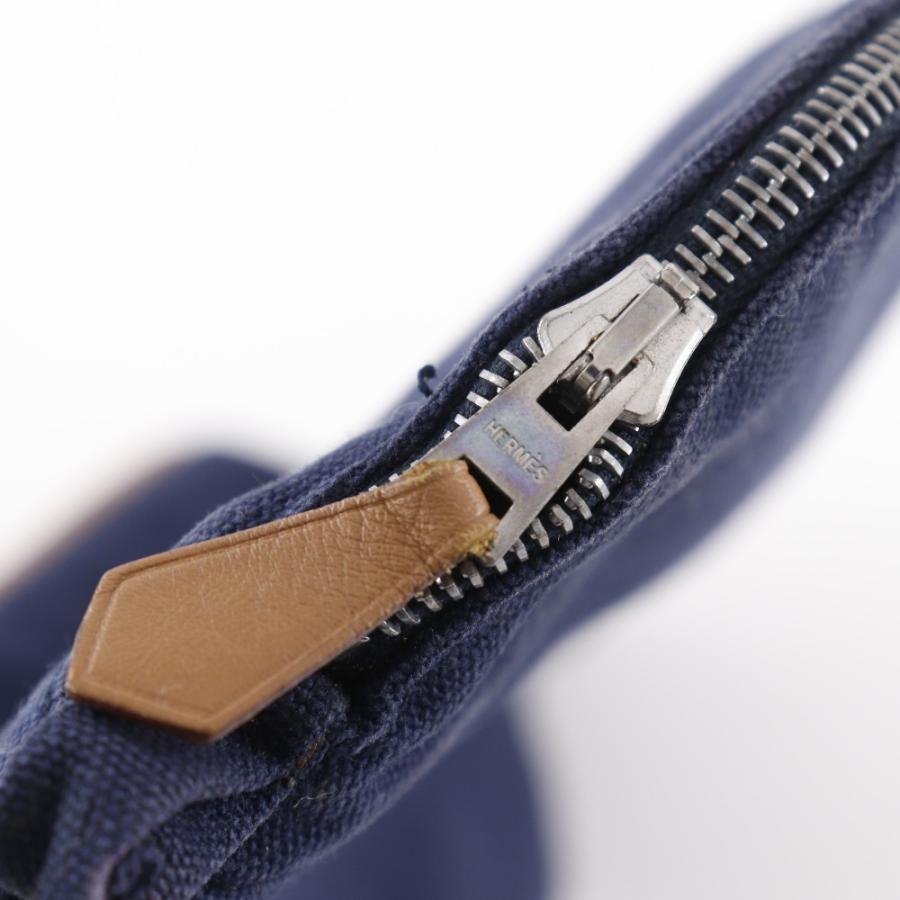 HERMES エルメス ボリードポーチ25 ポーチ コットンキャンバス 紺 ユニ  