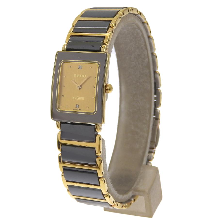 【美品】 RADO ダイヤスター 腕時計 レディース セラミック 2Pダイヤ RADO（ラドー） ダイヤスター 2Pダイヤ 153.0249.3 腕時計 金メッキ