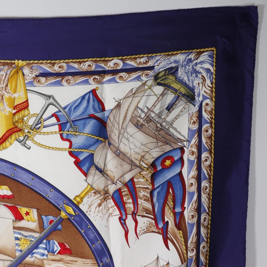 HERMES エルメス カレ90 Vive le vent 風よ吹け スカーフ シルク 紫  