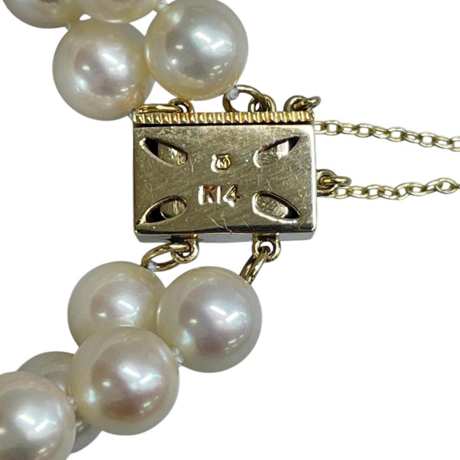 MIKIMOTO（ミキモト） 真珠 2連 ブレスレット6.9〜7.4mm パール×K14