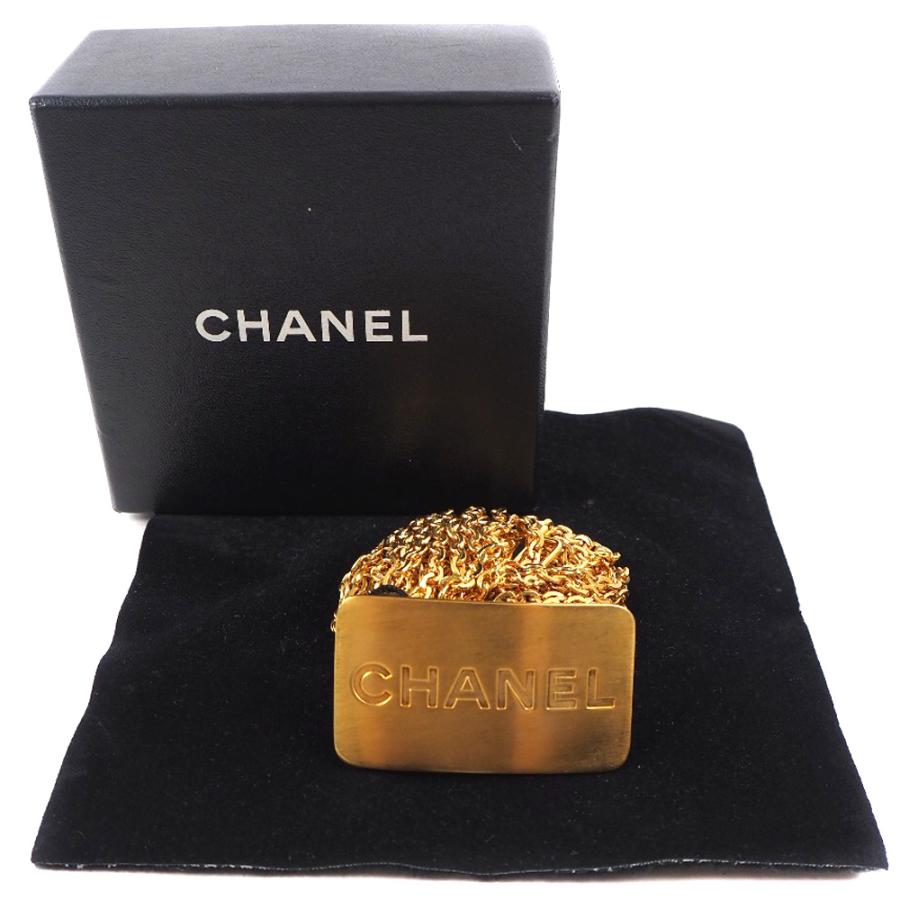 CHANEL シャネル チェーン ロゴプレート A07689 96A ベルト 金メッキ 