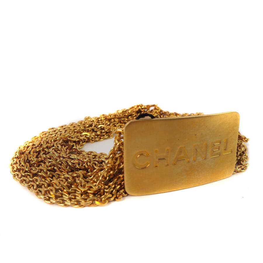 CHANEL シャネル チェーン ロゴプレート A07689 96A ベルト 金メッキ ゴールド レディース【S191322559】中古の画像