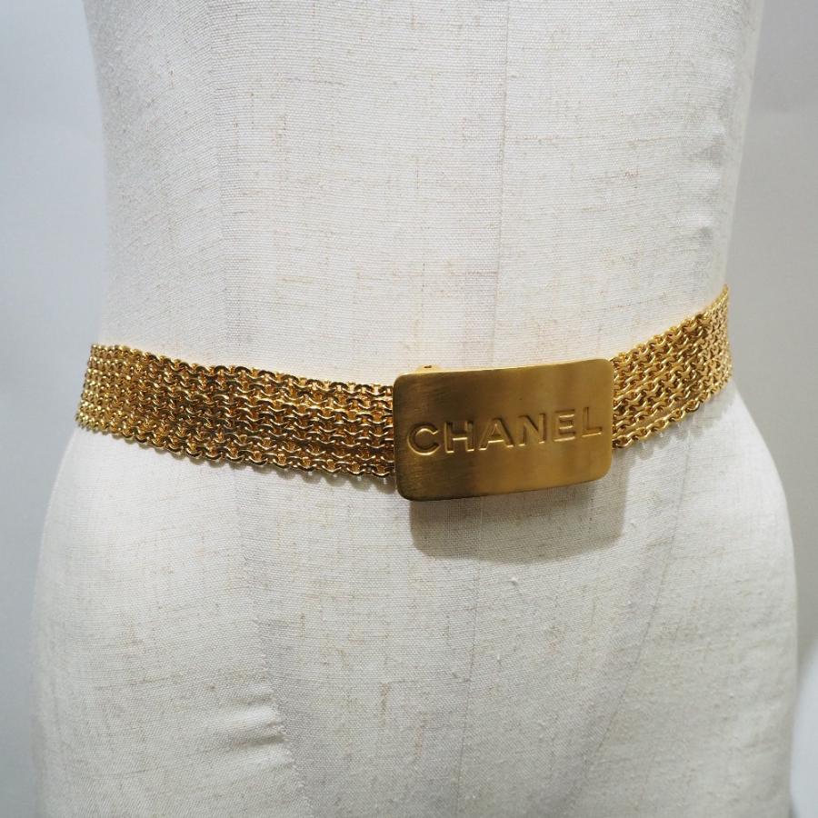 CHANEL シャネル チェーン ロゴプレート A07689 96A ベルト 金メッキ ゴールド レディース【S191322559】中古の画像