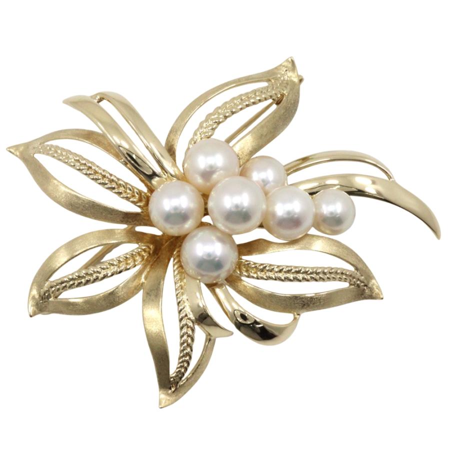 MIKIMOTO（ミキモト） 真珠 ブローチ K14イエローゴールド×パール 約