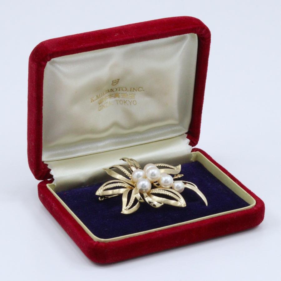 ミキモト 真珠ブローチ 専用ケース付き MIKIMOTO（ミキモト） 真珠 ブローチ K14イエローゴールド×パール 約