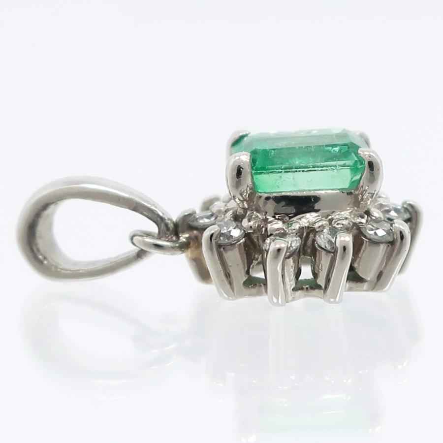 0.26 0.08 ペンダントトップ Pt900プラチナ×エメラルド×ダイヤモンド  