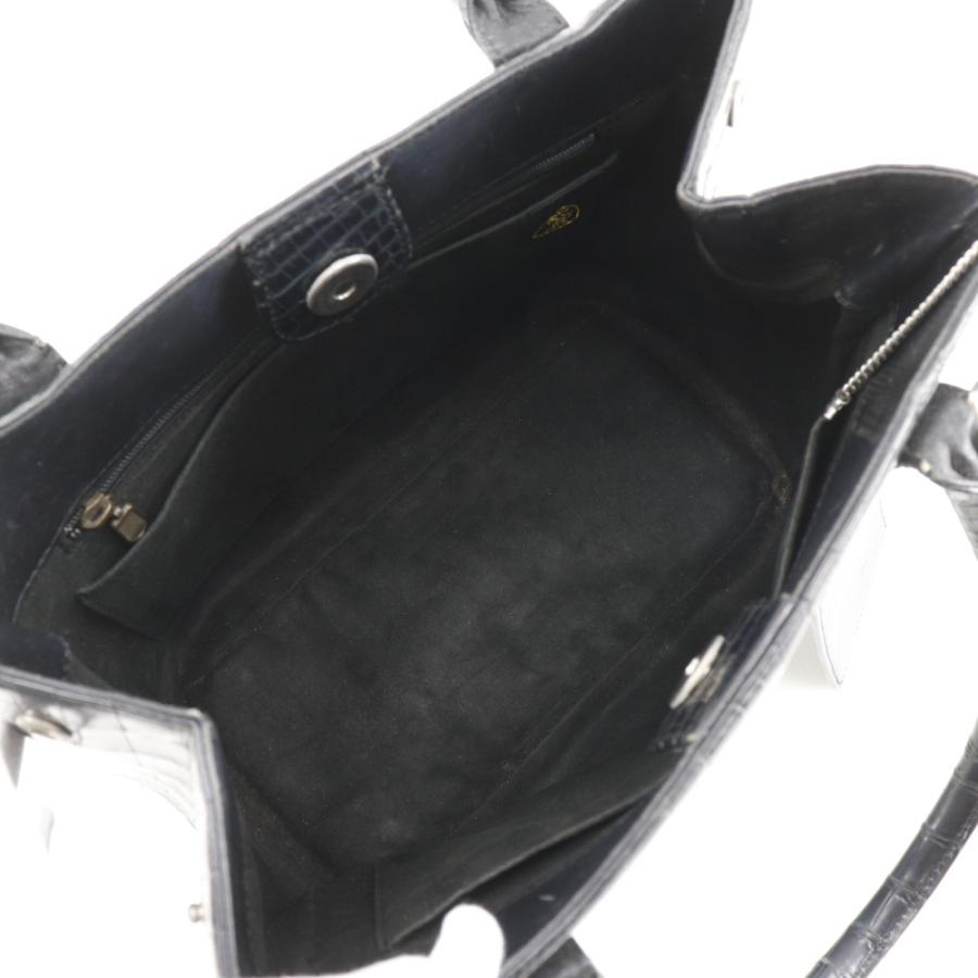 JRAマーク ハンドバッグ クロコダイル 黒 レディース【S220524864