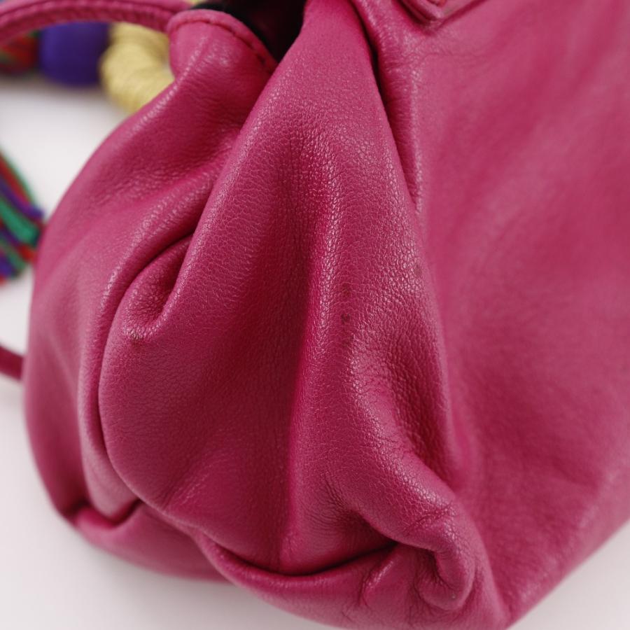 LOEWE（ロエベ） ポシェット フリンジ ショルダーバッグ レザー ピンク