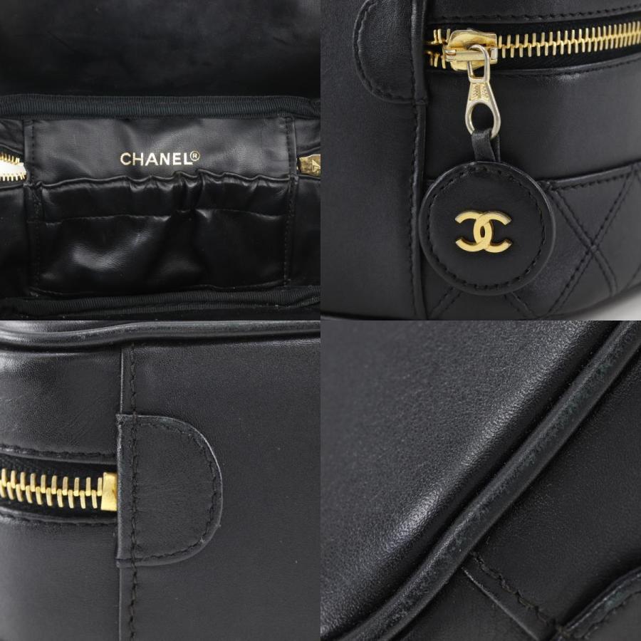 CHANEL（シャネル） ビコローレ ポーチ バニティ カーフ 黒 レディース