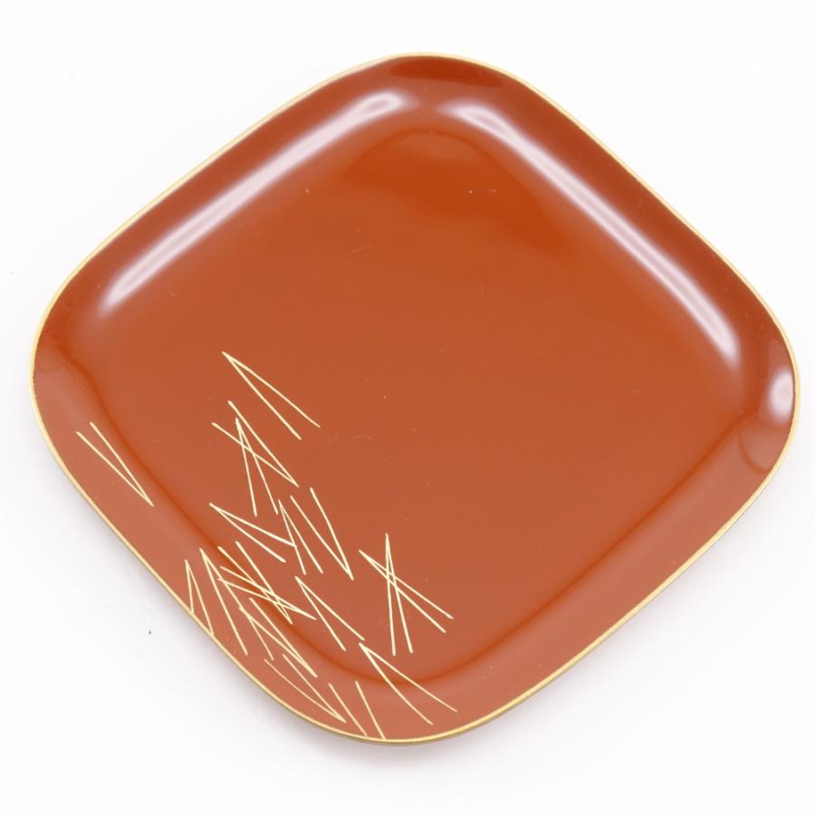 象彦 銘々盆 松葉蒔絵 さび朱 5枚組 菓子皿 銘々皿 漆器 【公式通販】